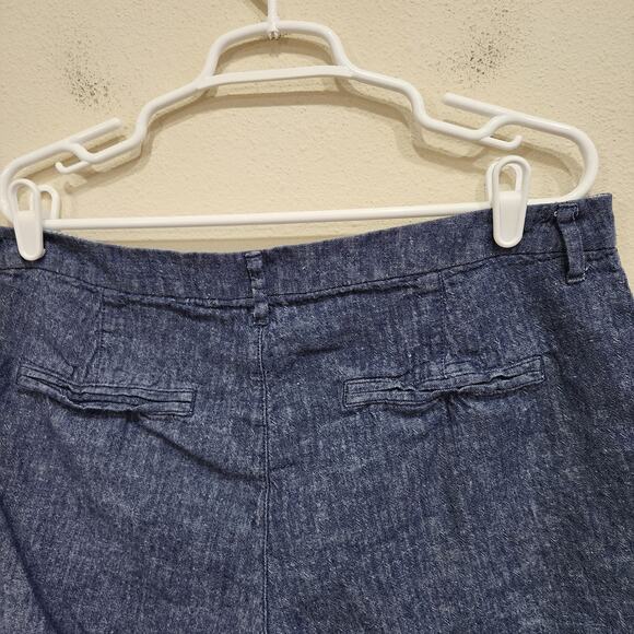 Old Navy Everyday Short Mid Rise Linen Cotton Blend Chambray Blue Plus Size 14 - Picture 4 of 9